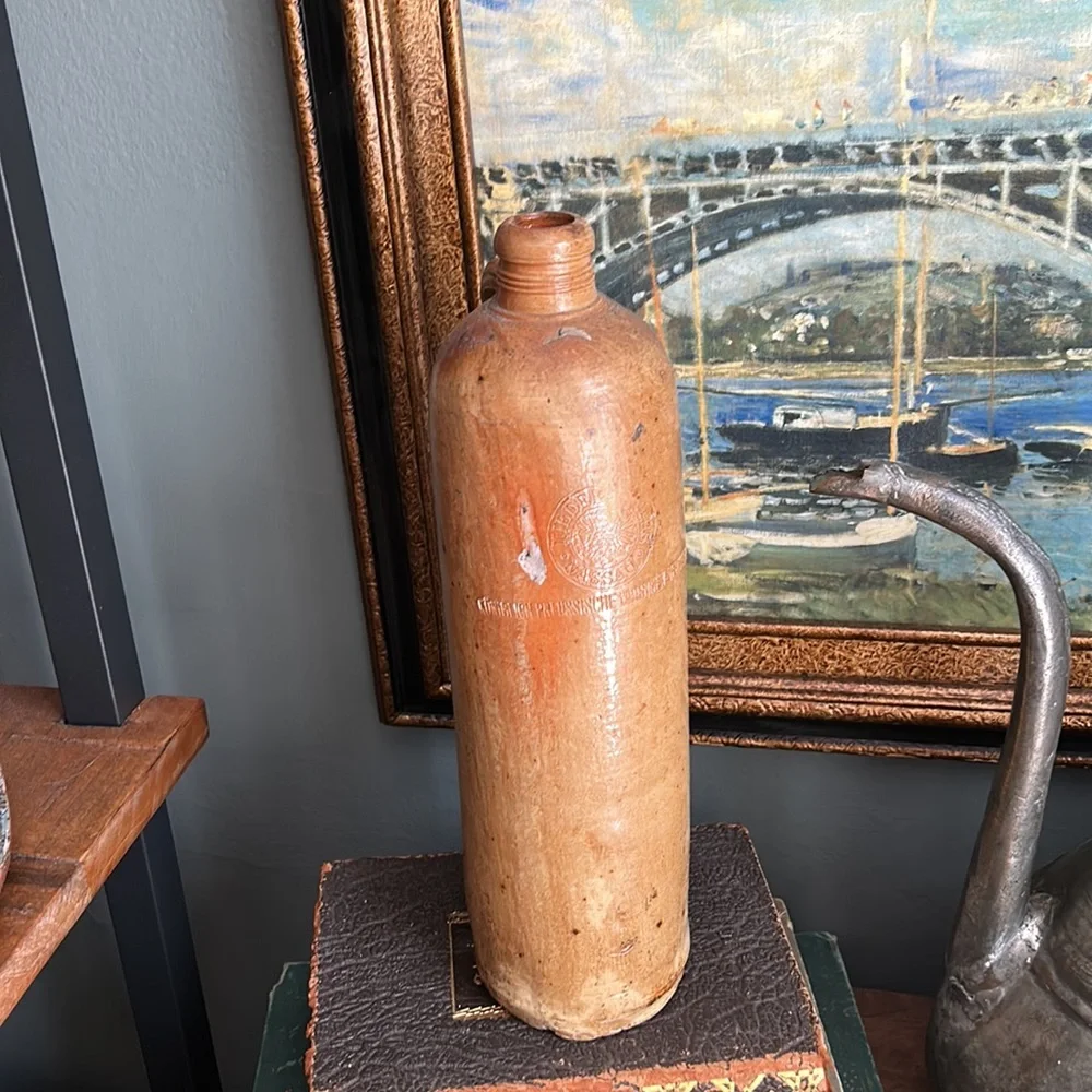 ANTIQUE German 1844 NASSAU Stoneware Bottle Artist Signed - Picture 9 of 12